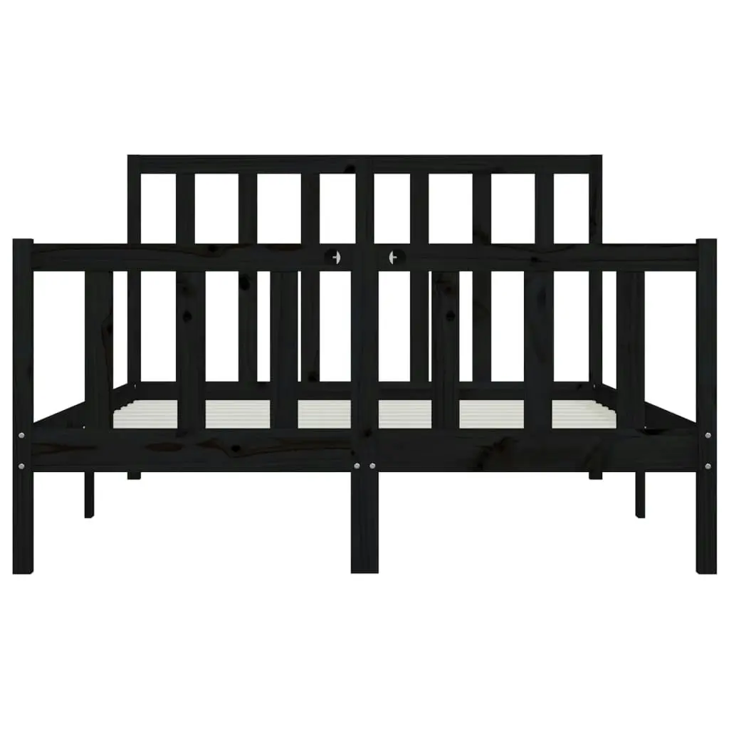 Bed Frame without Mattress Black 150x200 cm Solid Wood 3106842