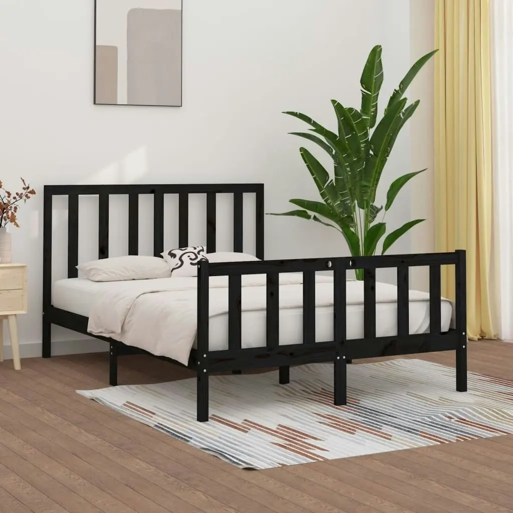 Bed Frame without Mattress Black 150x200 cm Solid Wood 3106842