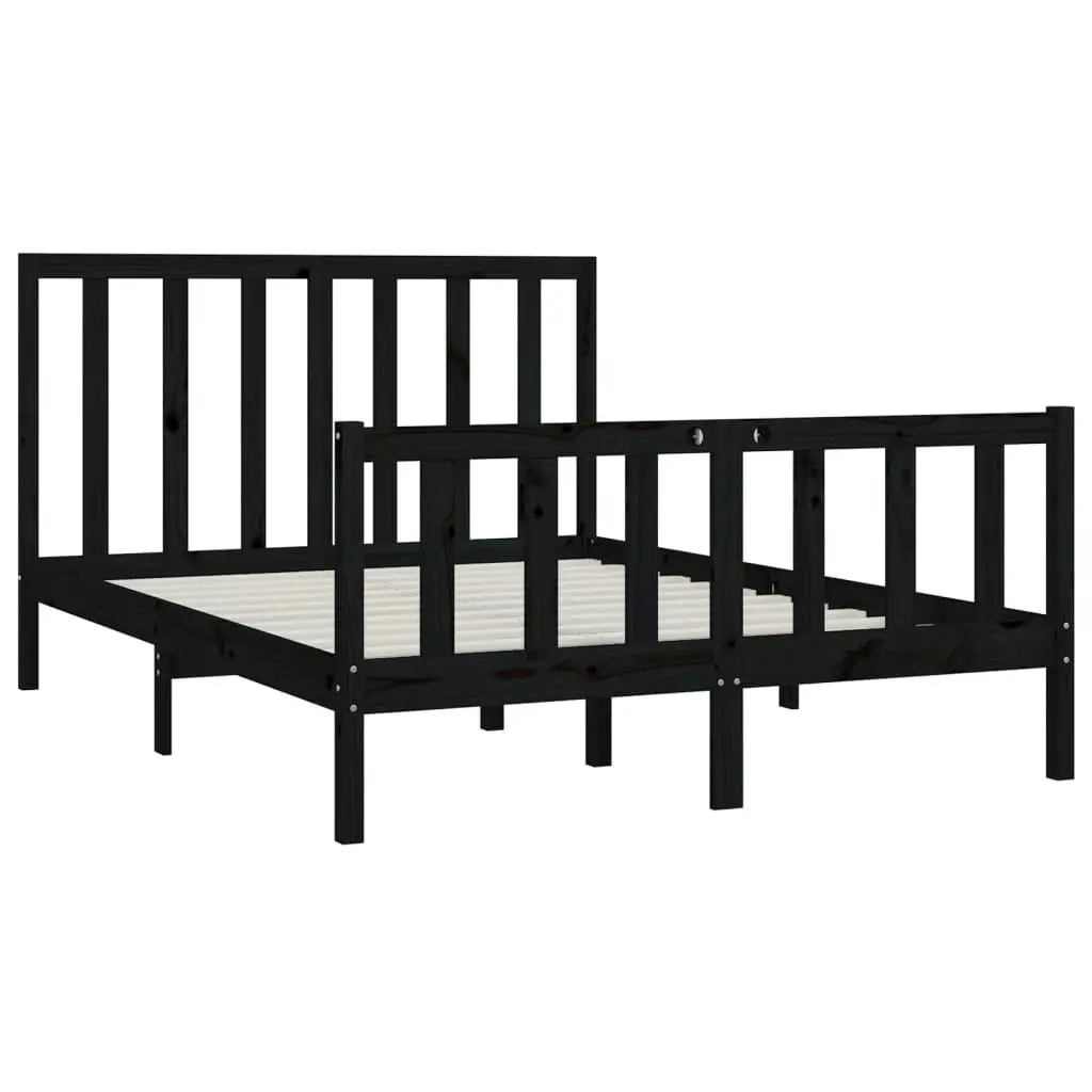 Bed Frame without Mattress Black 150x200 cm Solid Wood 3106842