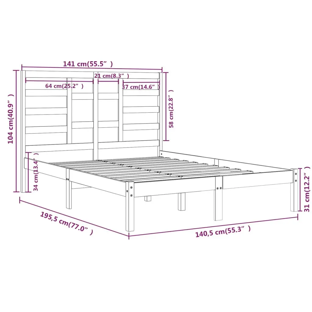 Bed Frame without Mattress Solid Wood 135x190 cm 3105770