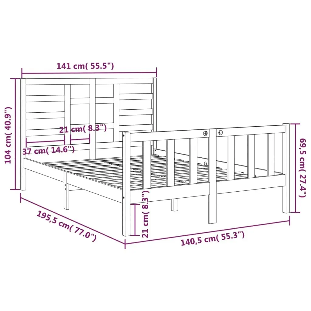 Bed Frame without Mattress Solid Wood 135x190 cm 3105900