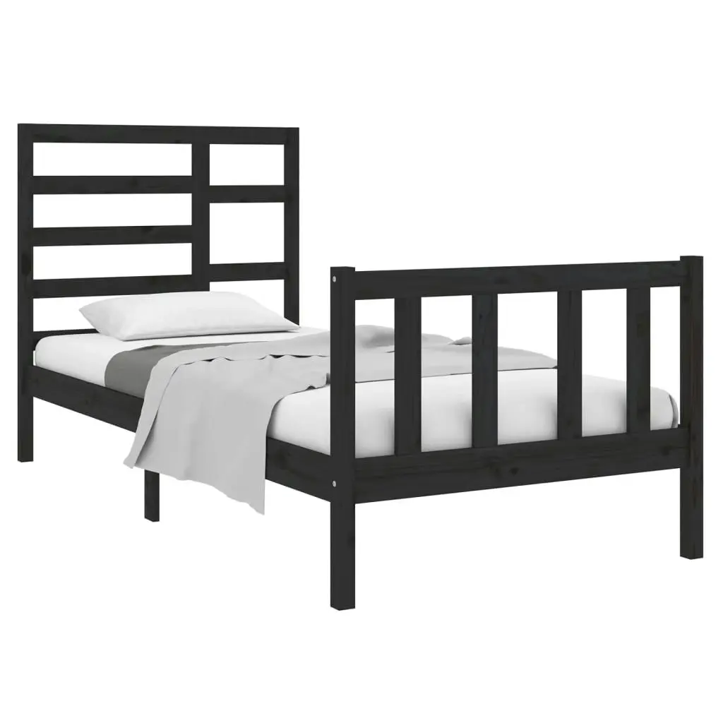 Bed Frame without Mattress Black Solid Wood 90x190 cm 3105894