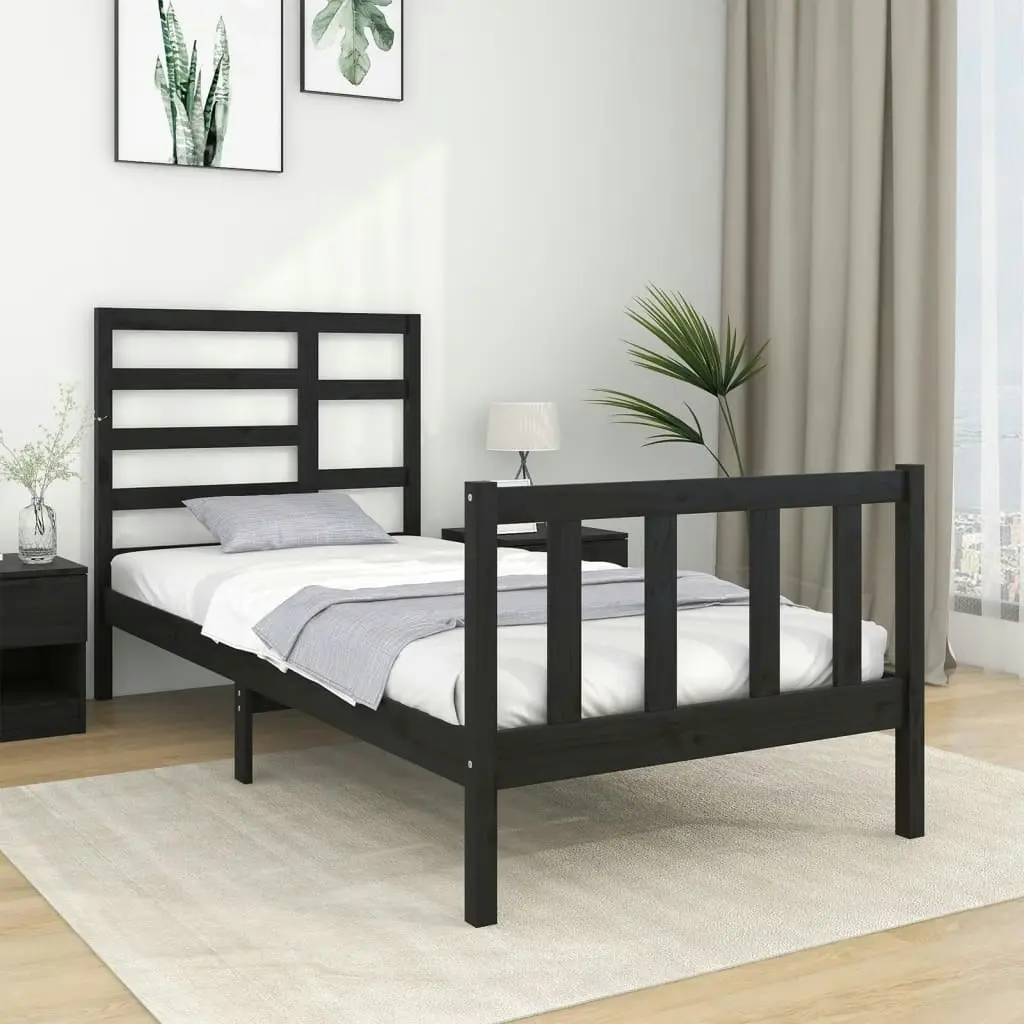 Bed Frame without Mattress Black Solid Wood 90x190 cm 3105894