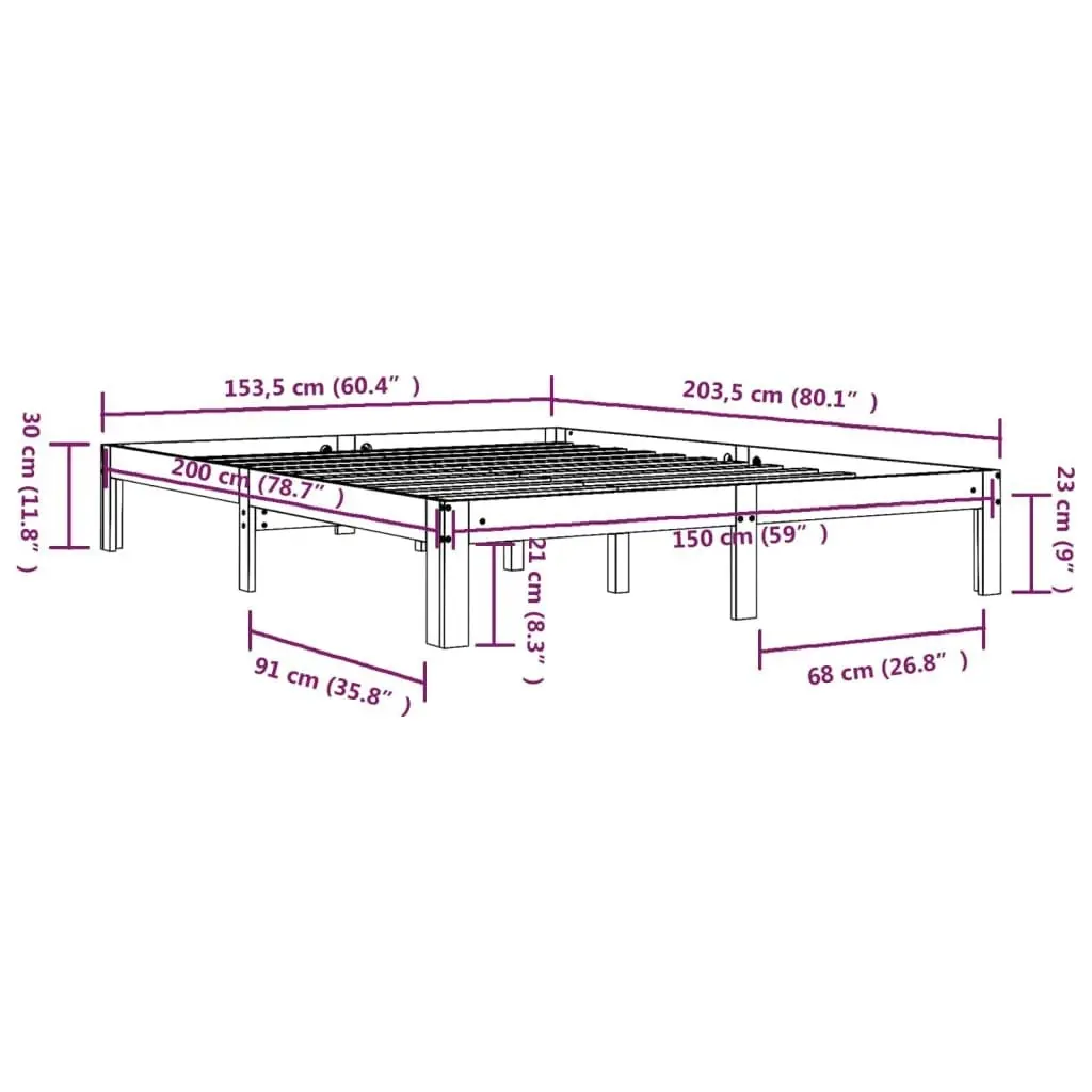 Bed Frame Solid Wood 150x200 cm 810370