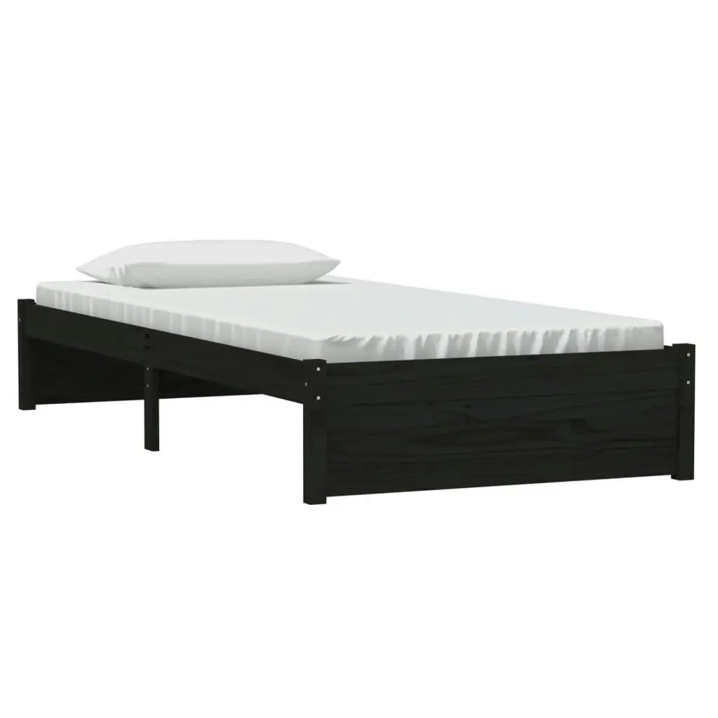 Bed Frame Black Solid Wood 92x187 cm Single Size 814918