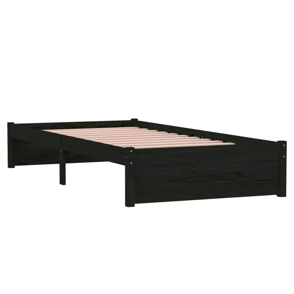 Bed Frame Black Solid Wood 92x187 cm Single Size 814918