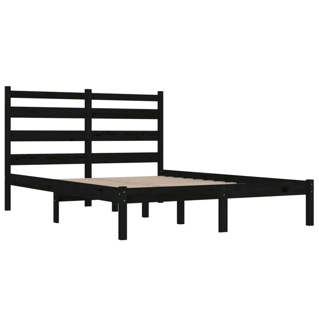 Bed Frame without Mattress Black Solid Wood Pine 135x190 cm 3103627