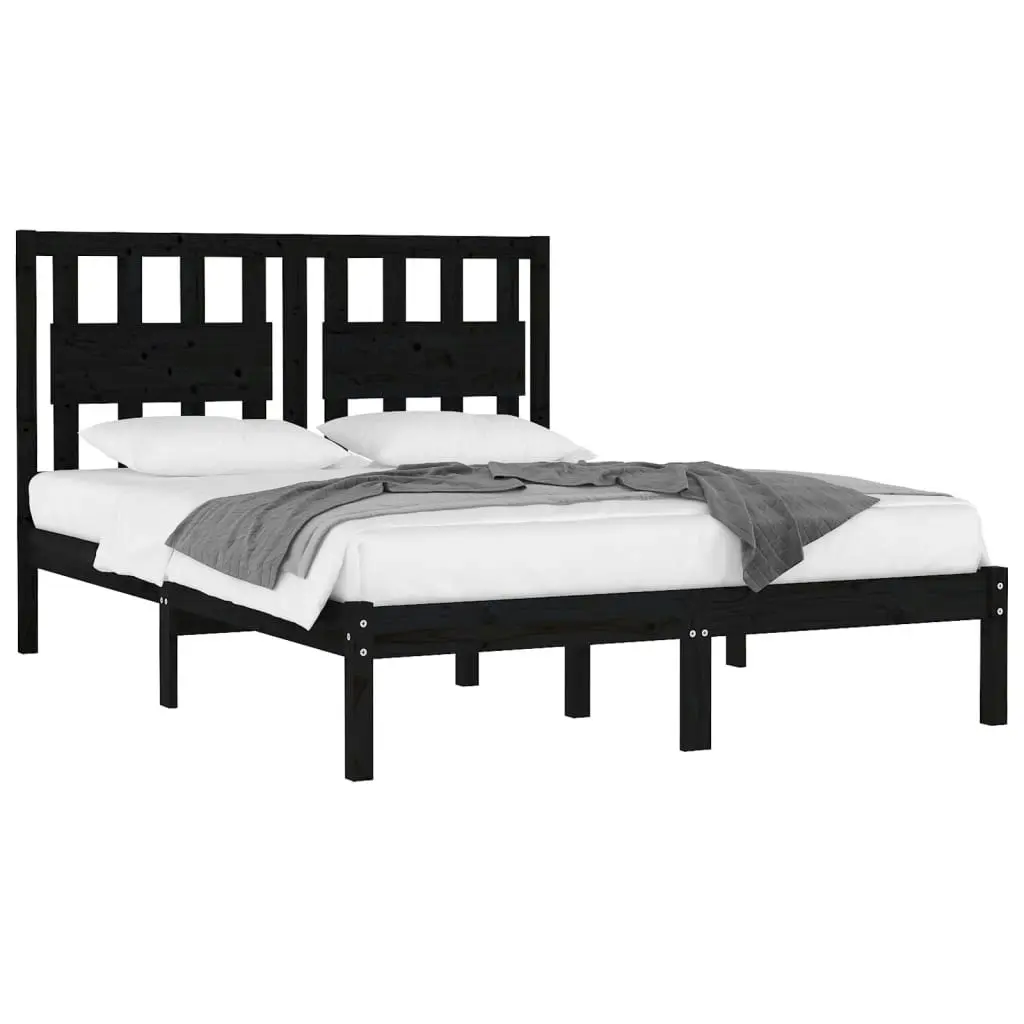 Bed Frame without Mattress Black Solid Wood 135x190 cm 3103912