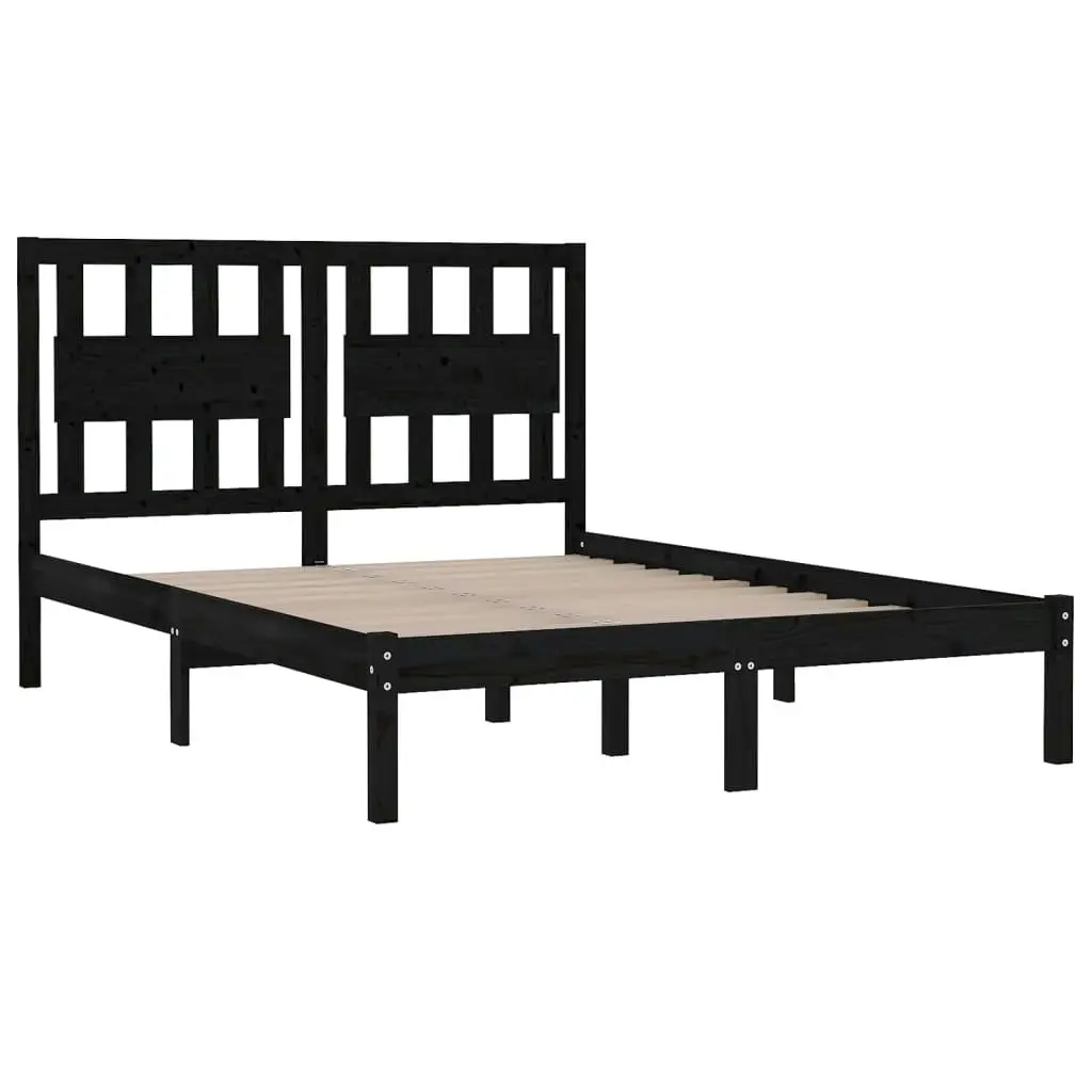 Bed Frame without Mattress Black Solid Wood 135x190 cm 3103912