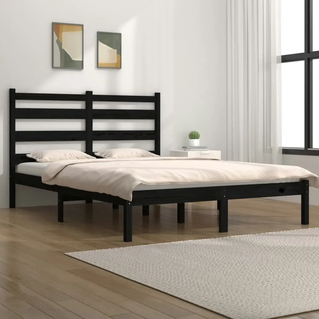 Bed Frame without Mattress Black Solid Wood Pine 150x200 cm 3103657