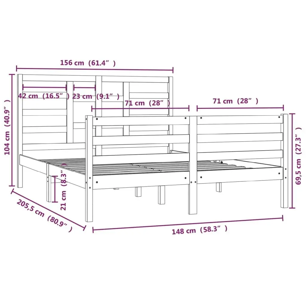 Bed Frame without Mattress Solid Wood 150x200 cm 3105865