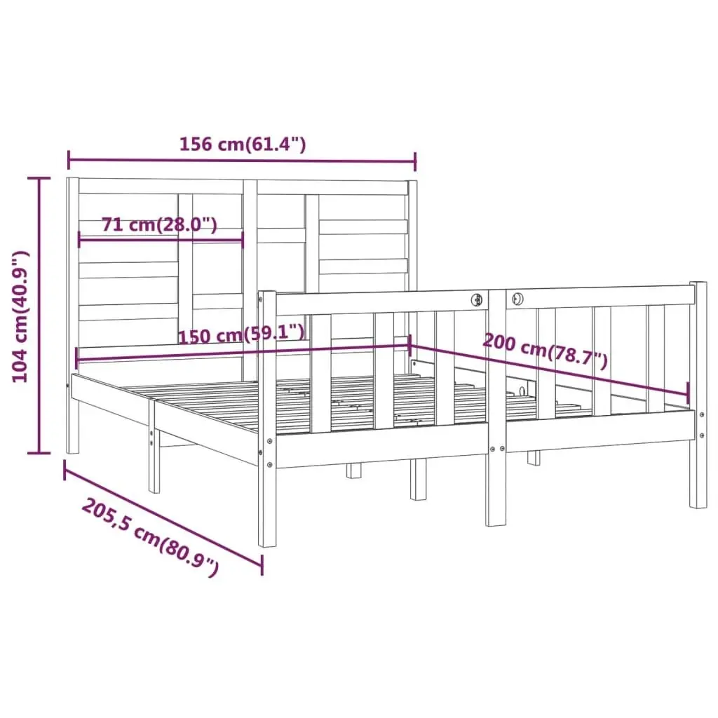 Bed Frame without Mattress 150x200 cm Solid Wood 3107618