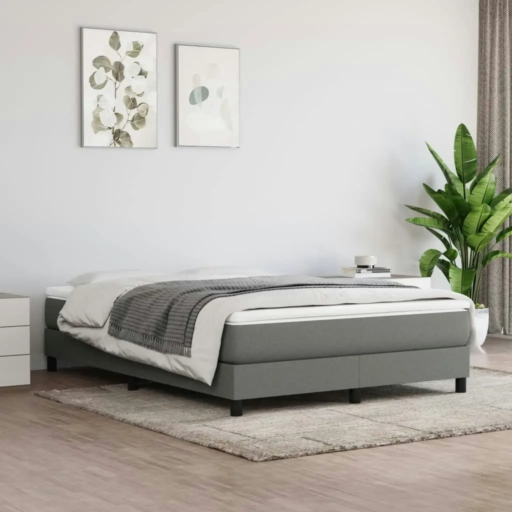 Bed Frame without Mattress Dark Grey Double Fabric 3120555