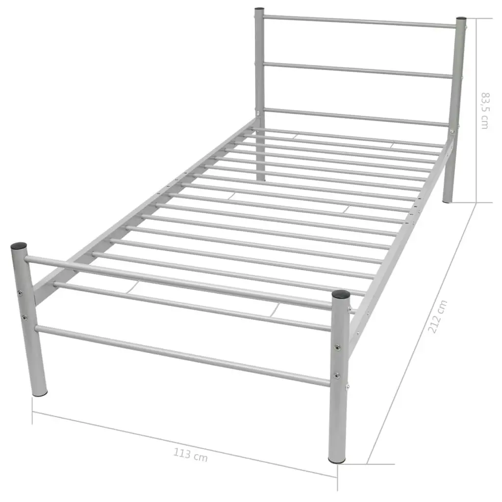 Bed Frame Grey Metal 106x203 cm King Single Size 247482