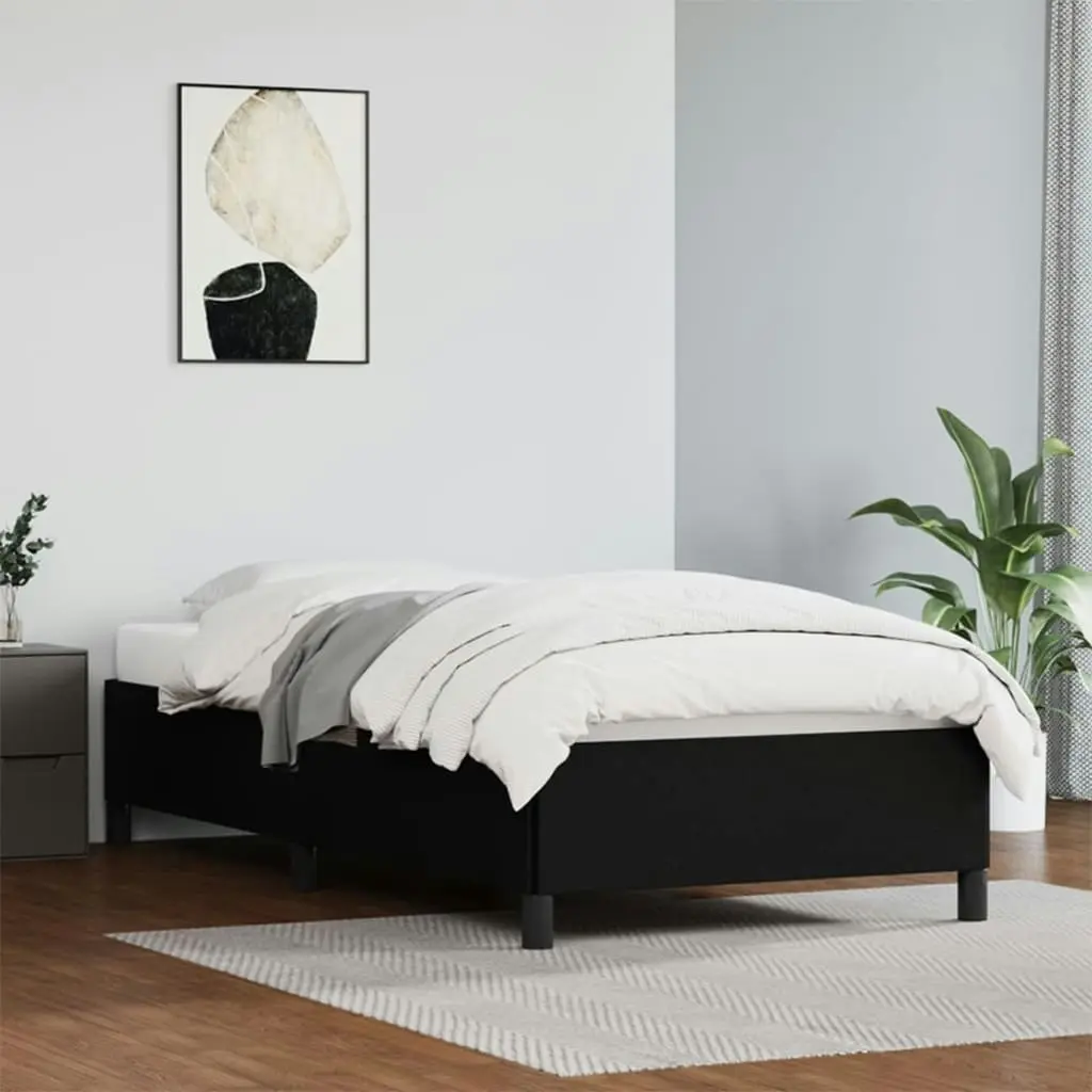 Bed Frame Black 106x203 cm King Single Size Faux Leather 347287