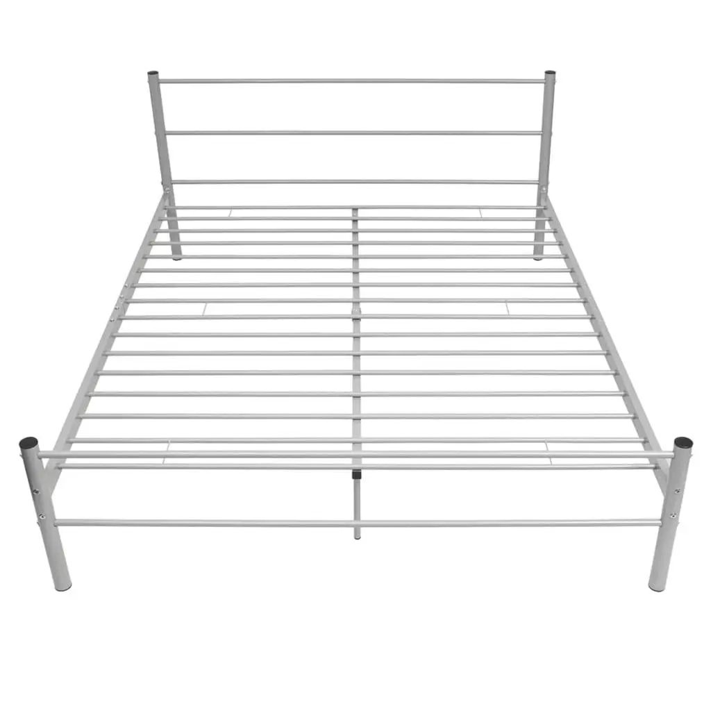 Bed Frame Grey Metal 153x203 cm Queen Size 247484