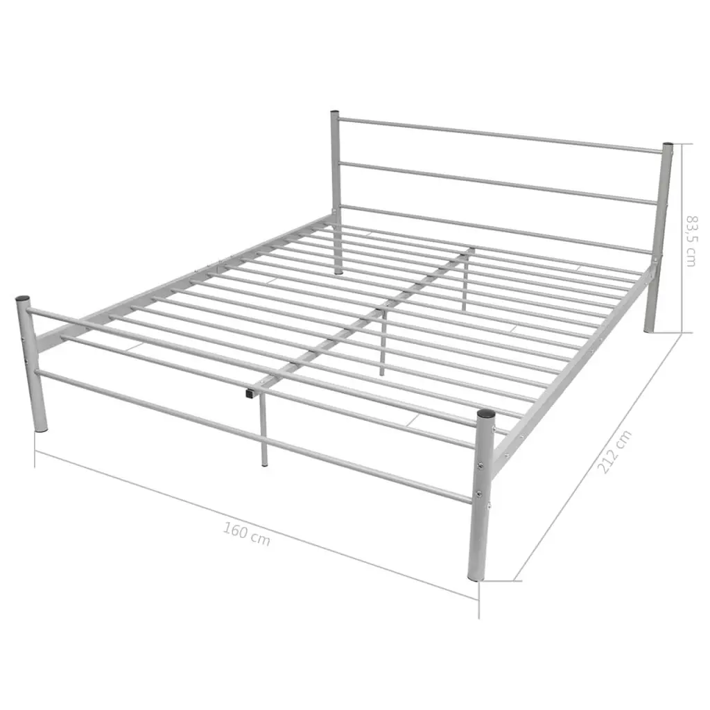 Bed Frame Grey Metal 153x203 cm Queen Size 247484