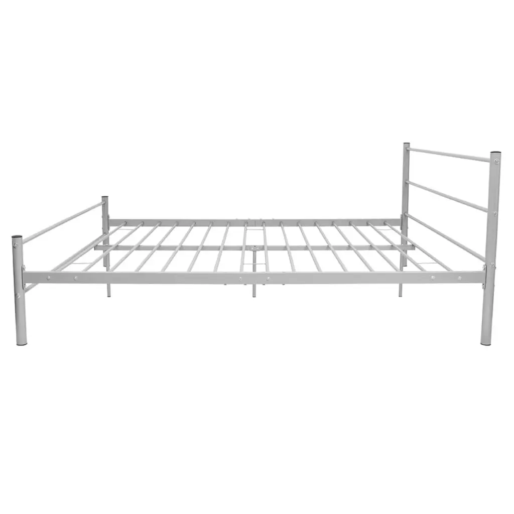 Bed Frame Grey Metal 153x203 cm Queen Size 247484