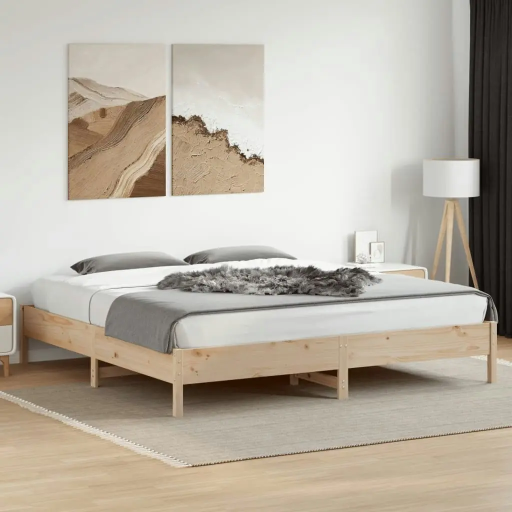 Bed Frame without Mattress 183x203 cm King Solid Wood Pine 842686