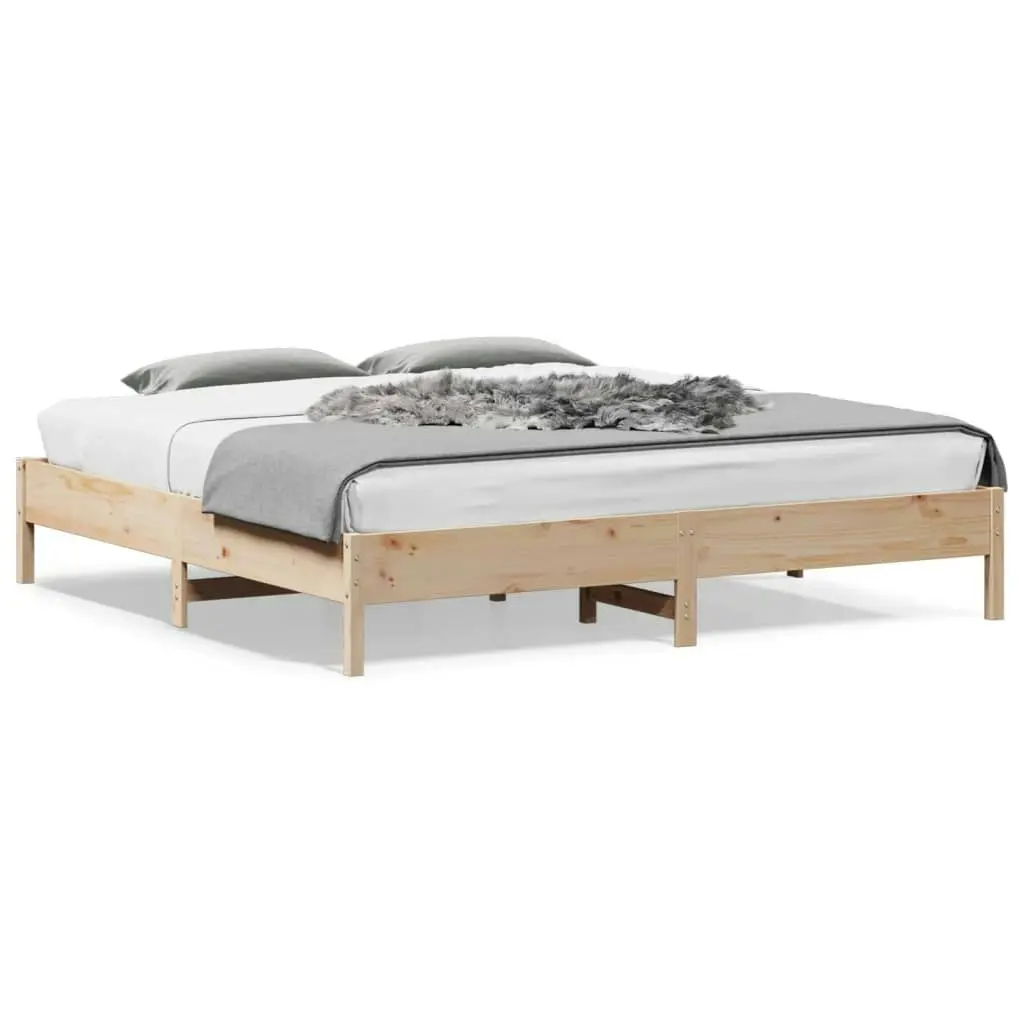 Bed Frame without Mattress 183x203 cm King Solid Wood Pine 842686