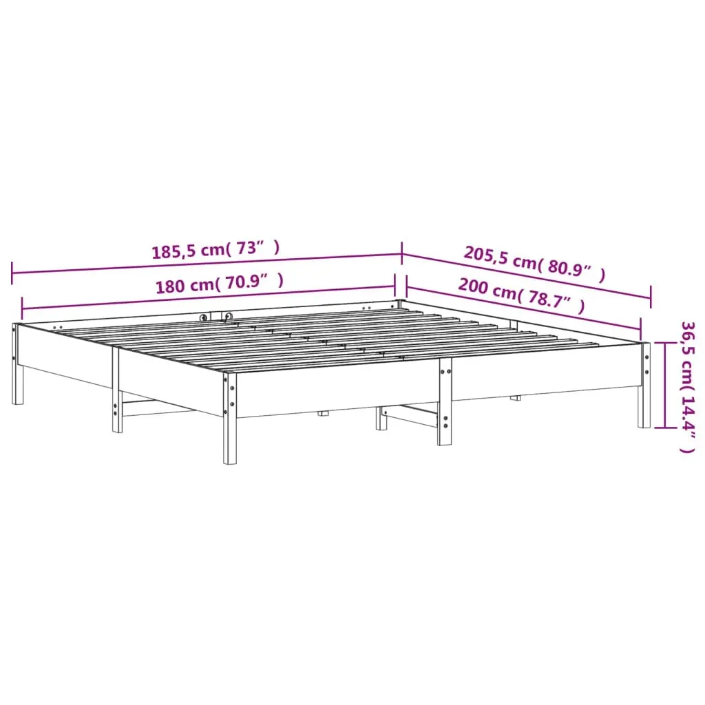 Bed Frame without Mattress 183x203 cm King Solid Wood Pine 842686