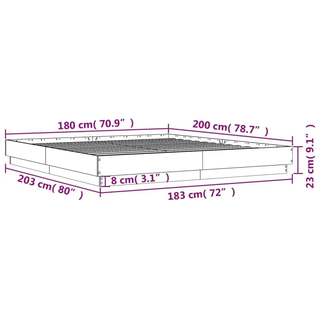 Bed Frame without Mattress Black 183x203 cm King 3209836