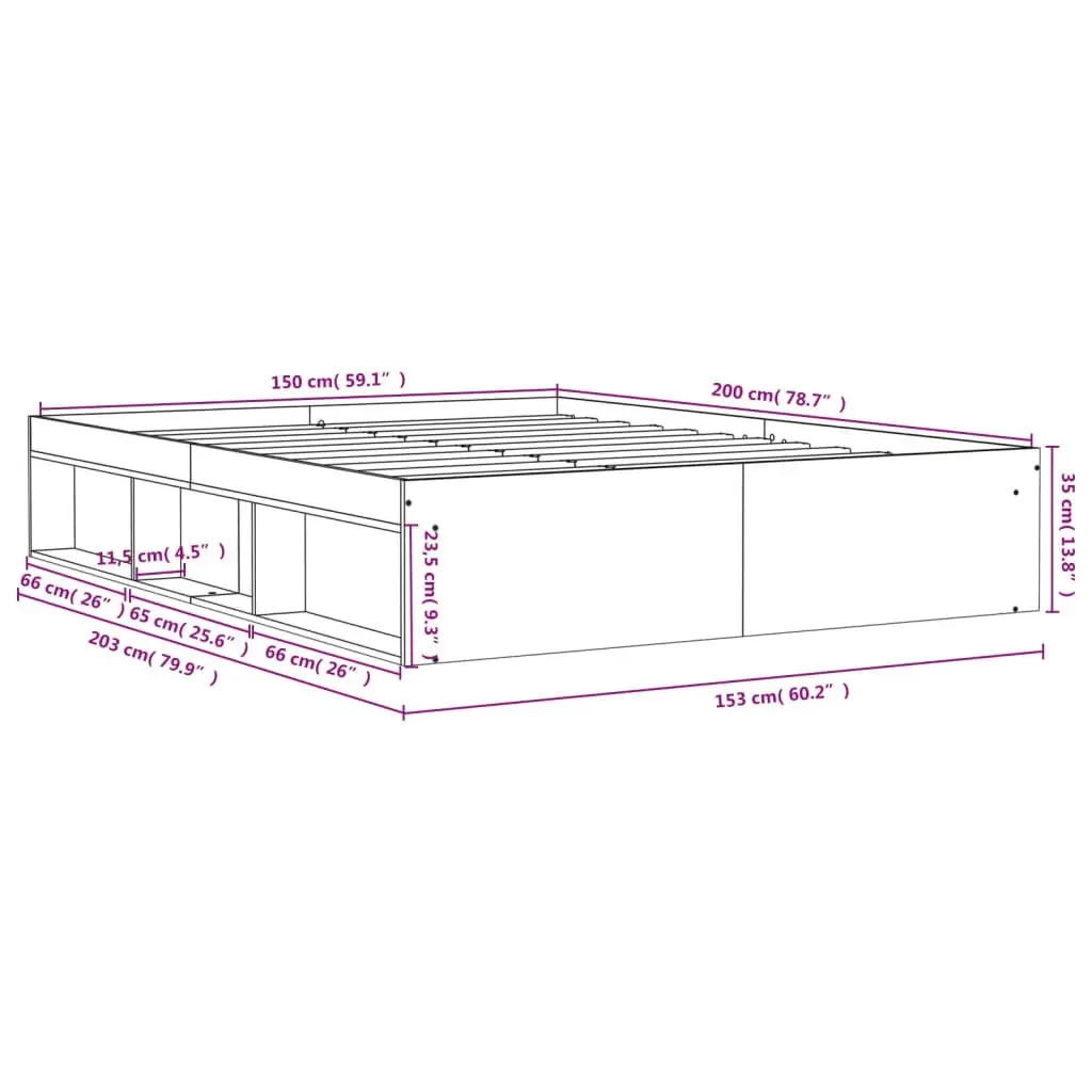 Bed Frame Black 150x200 cm 3203867