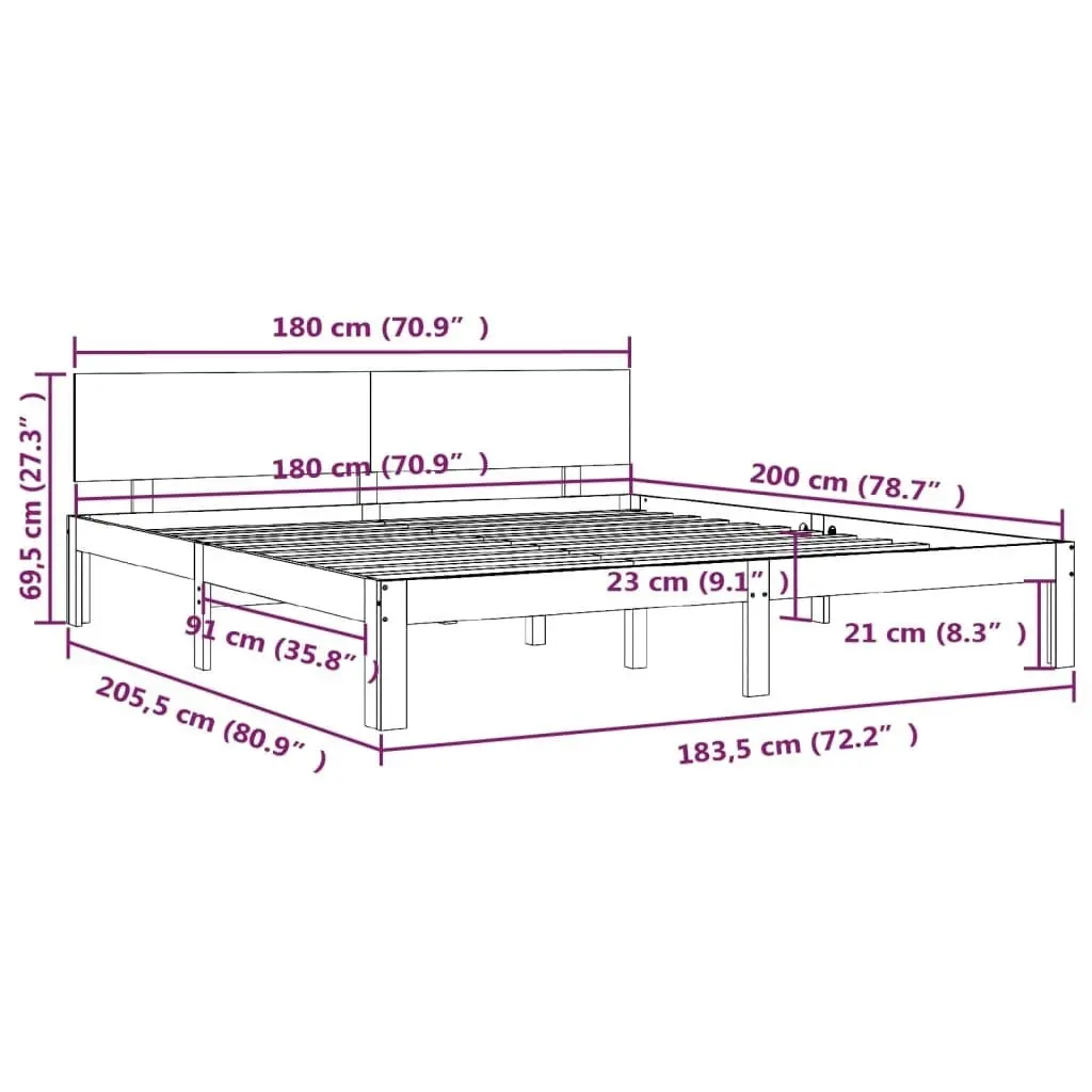 Bed Frame without Mattress Black 183x203 cm King 810514