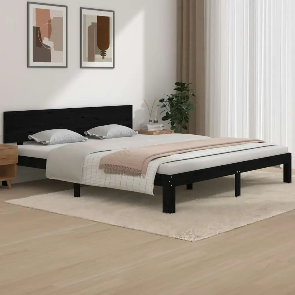 Bed Frame without Mattress Black 183x203 cm King 810514