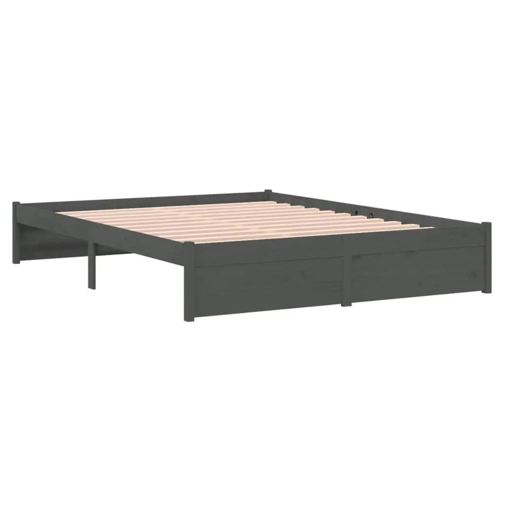 Bed Frame Grey Solid Wood 137x187 cm Double Size 814926