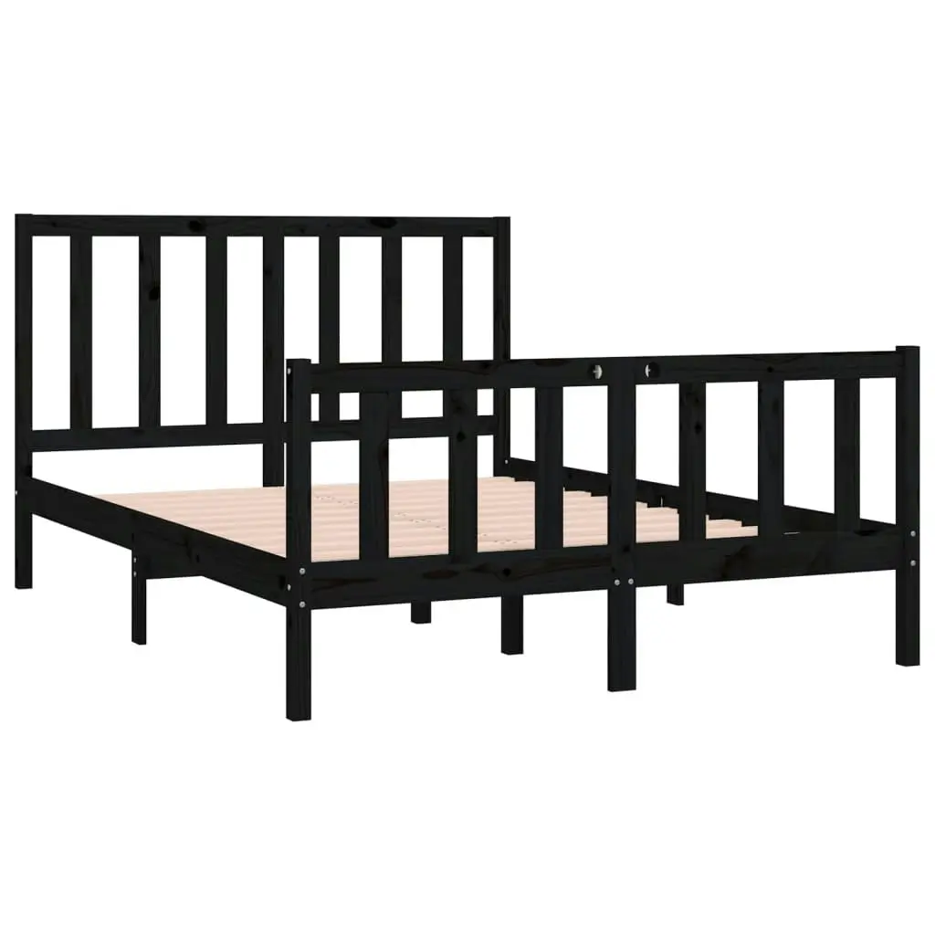 Bed Frame without Mattress Black 135x190 cm Solid Wood 3105204