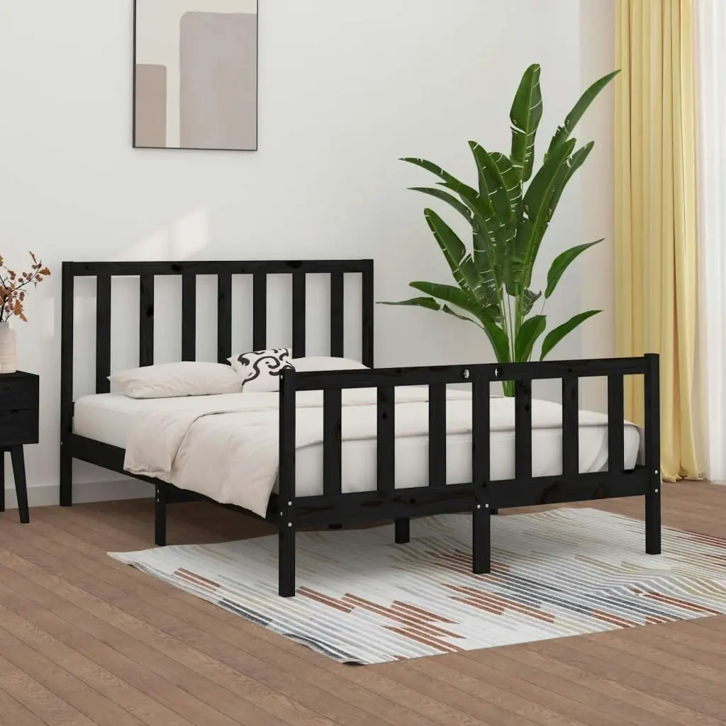 Bed Frame without Mattress Black 135x190 cm Solid Wood 3105204