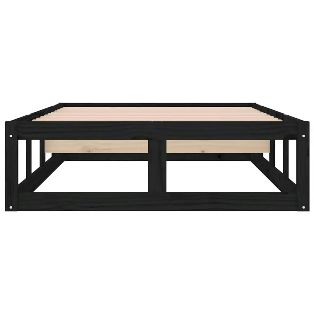 Bed Frame Black 92x187 cm Single Size Solid Wood 820830