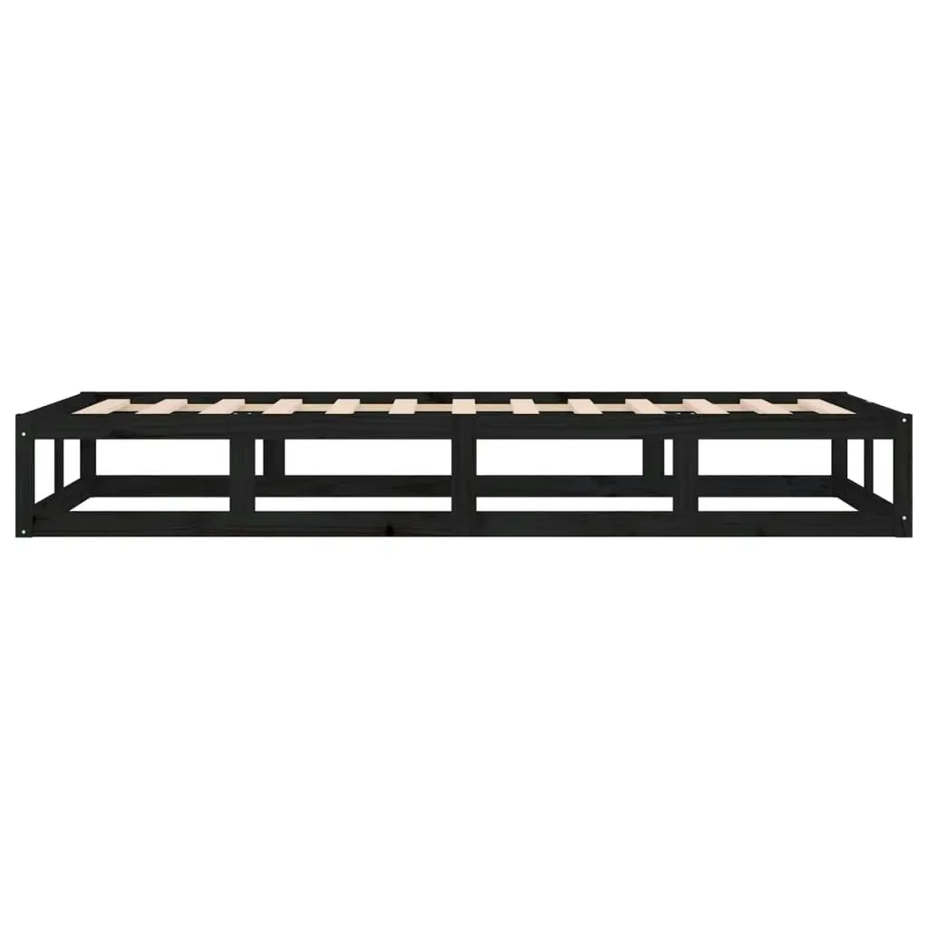 Bed Frame Black 92x187 cm Single Size Solid Wood 820830