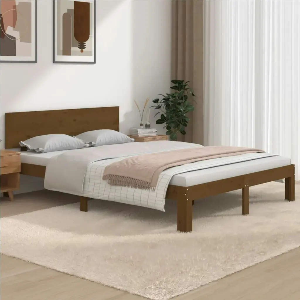 Bed Frame without Mattress Honey Brown 135x190 cm 810473