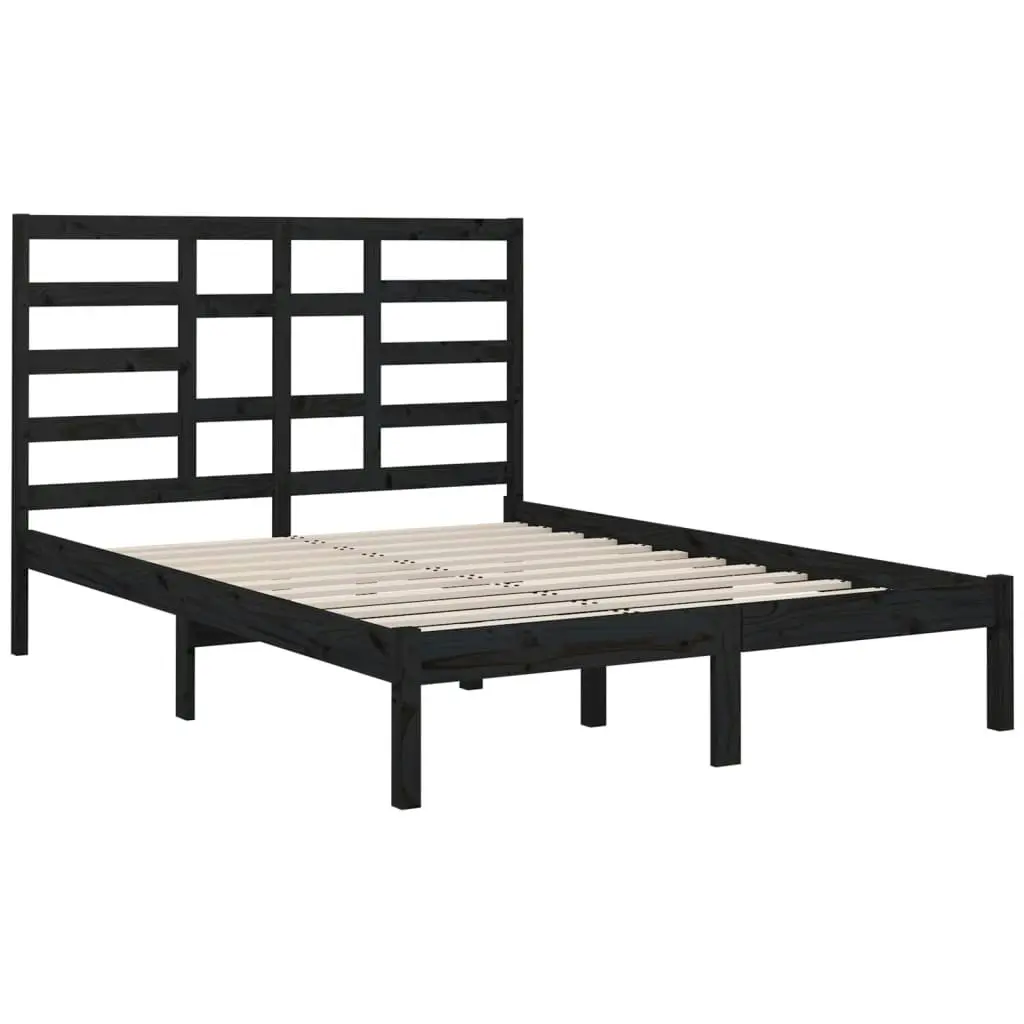 Bed Frame without Mattress Black Solid Wood 135x190 cm 3105774