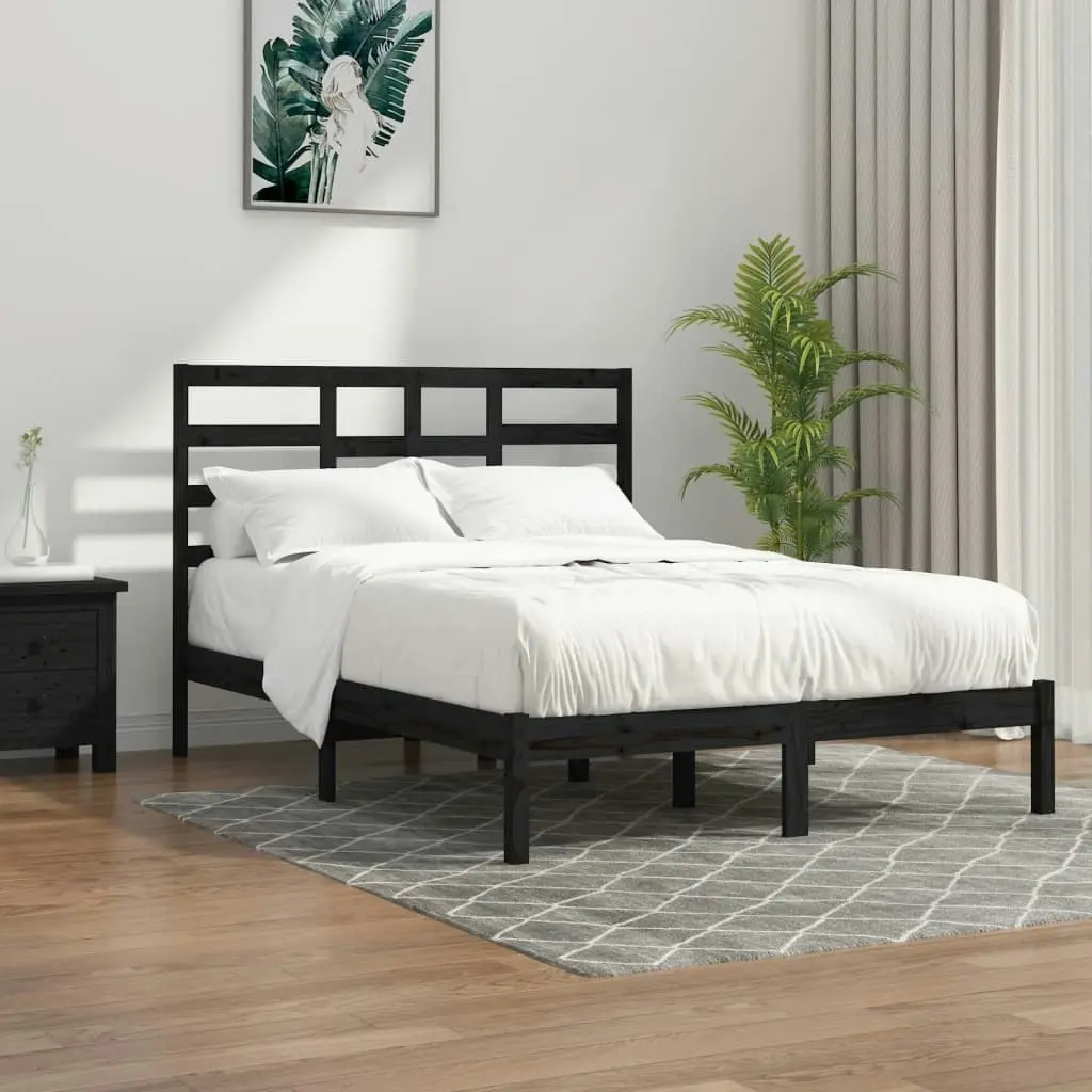 Bed Frame without Mattress Black Solid Wood 135x190 cm 3105774