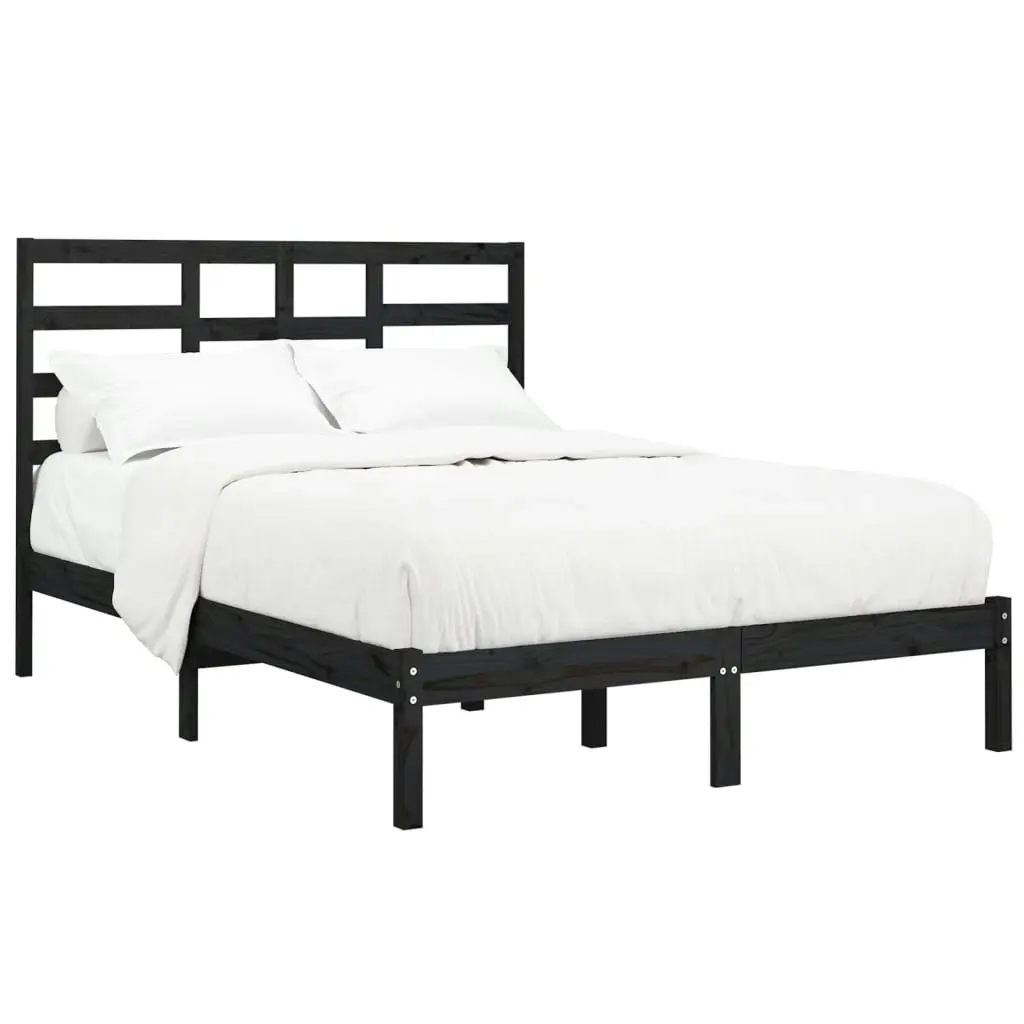 Bed Frame without Mattress Black Solid Wood 135x190 cm 3105774