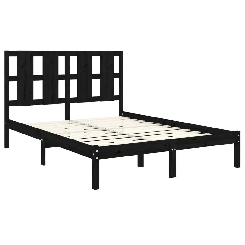 Bed Frame without Mattress Black 135x190 cm Solid Wood 3105579