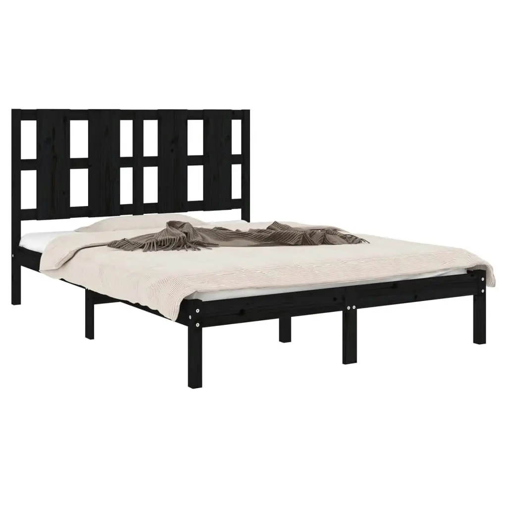 Bed Frame without Mattress Black 135x190 cm Solid Wood 3105579