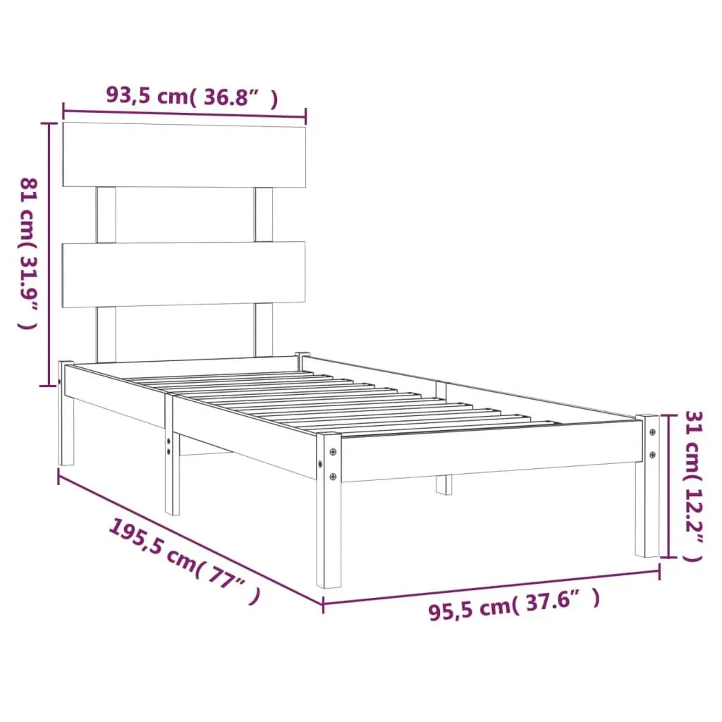 Bed Frame Solid Wood 92x187 cm Single Size 3104638