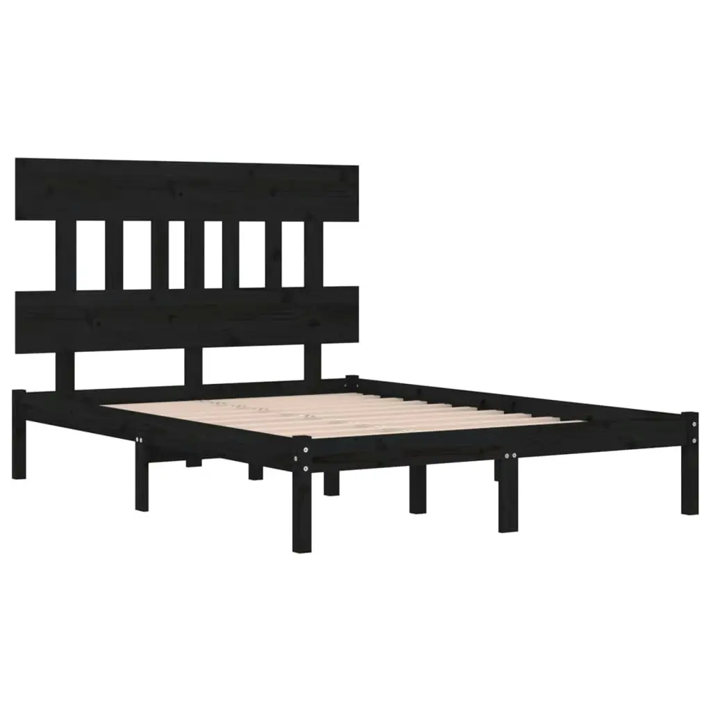 Bed Frame without Mattress Black 150x200 cm Solid Wood 3104747