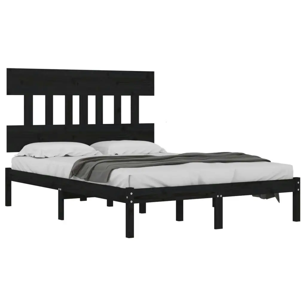 Bed Frame without Mattress Black 150x200 cm Solid Wood 3104747