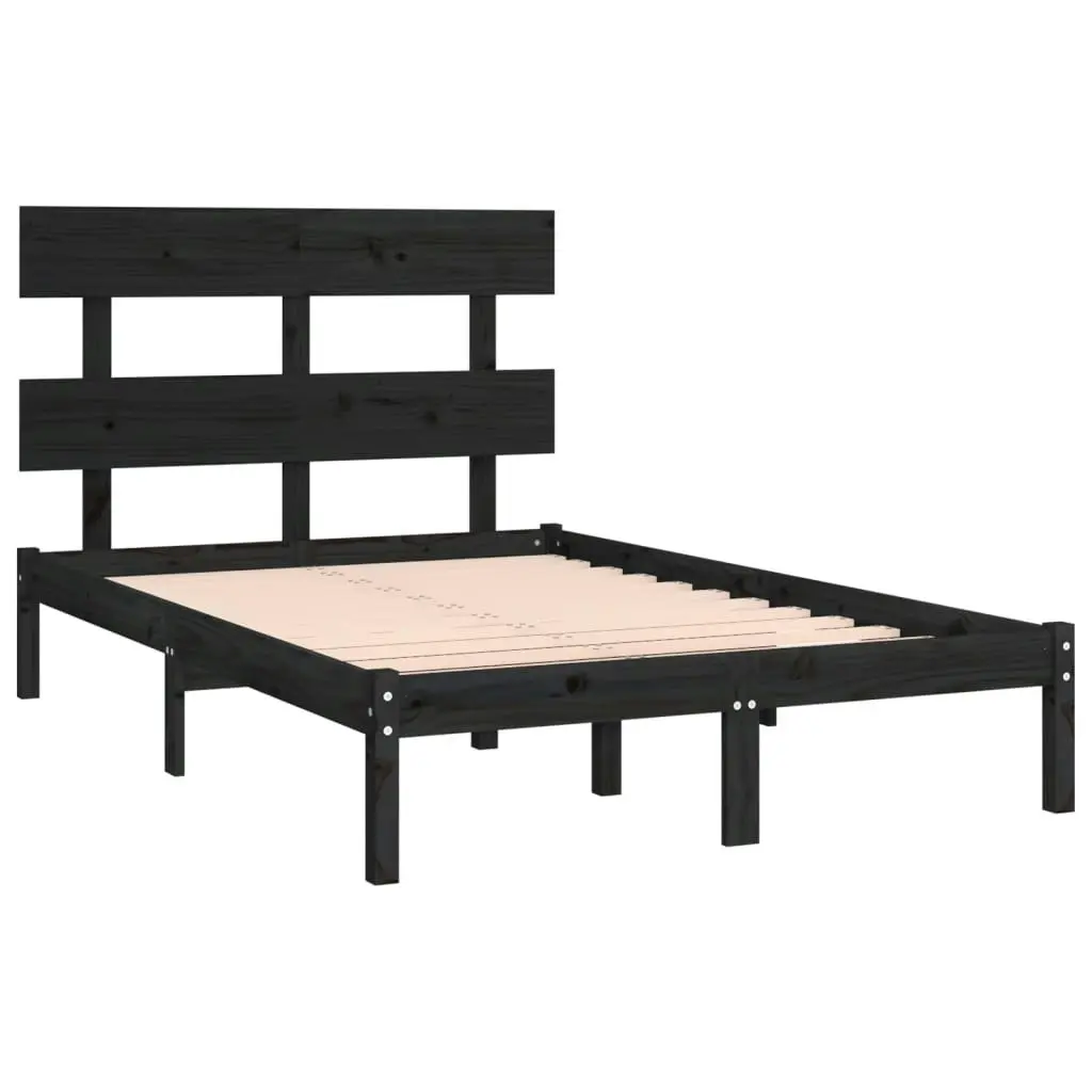 Bed Frame Black Solid Wood 153x203 cm Queen Size 3104682