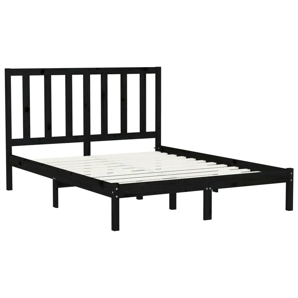 Bed Frame without Mattress Black 150x200 cm Solid Wood 3106777