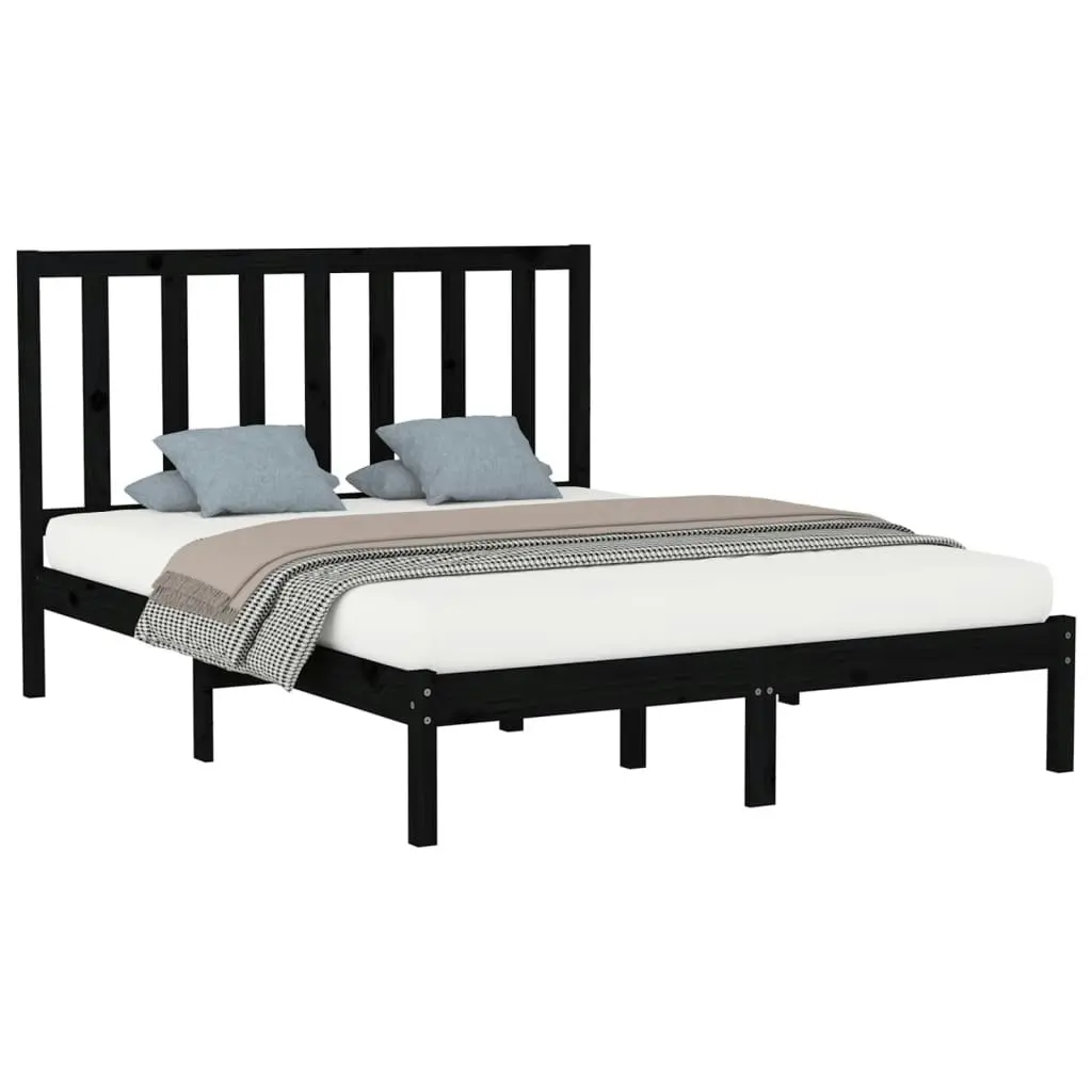 Bed Frame without Mattress Black 150x200 cm Solid Wood 3106777