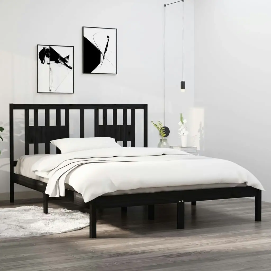 Bed Frame without Mattress Black Solid Wood 150x200 cm 3104072