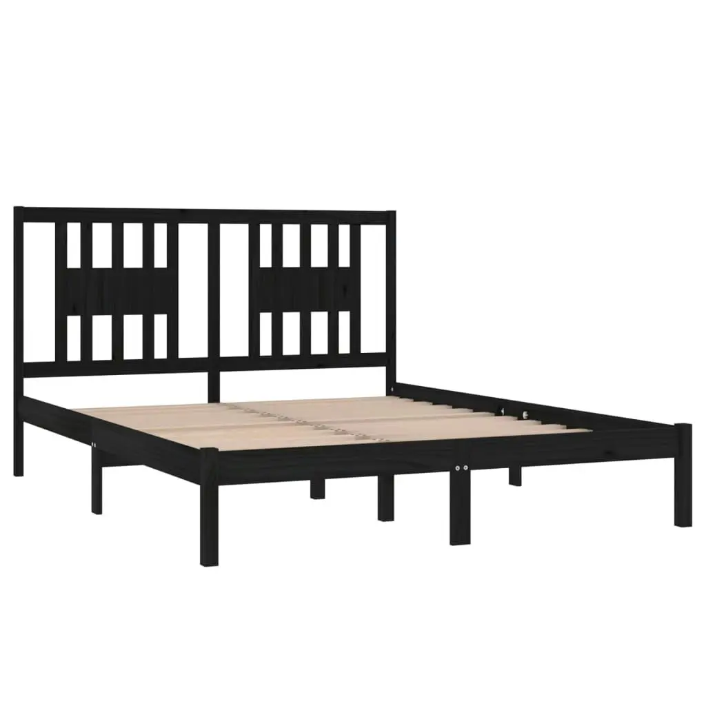 Bed Frame without Mattress Black Solid Wood 150x200 cm 3104072