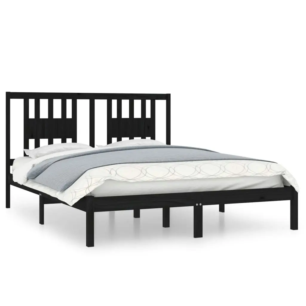 Bed Frame without Mattress Black Solid Wood 150x200 cm 3104072