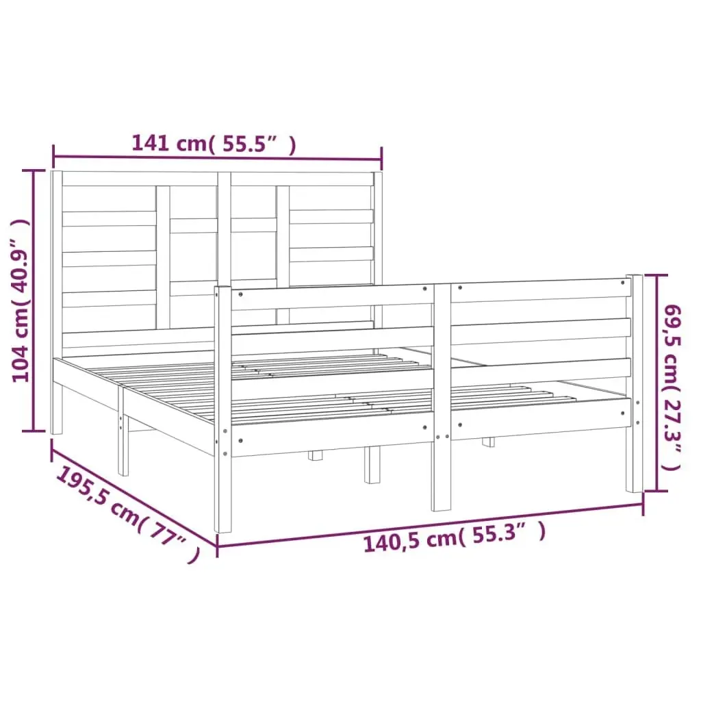 Bed Frame without Mattress Solid Wood 135x190 cm 3105835